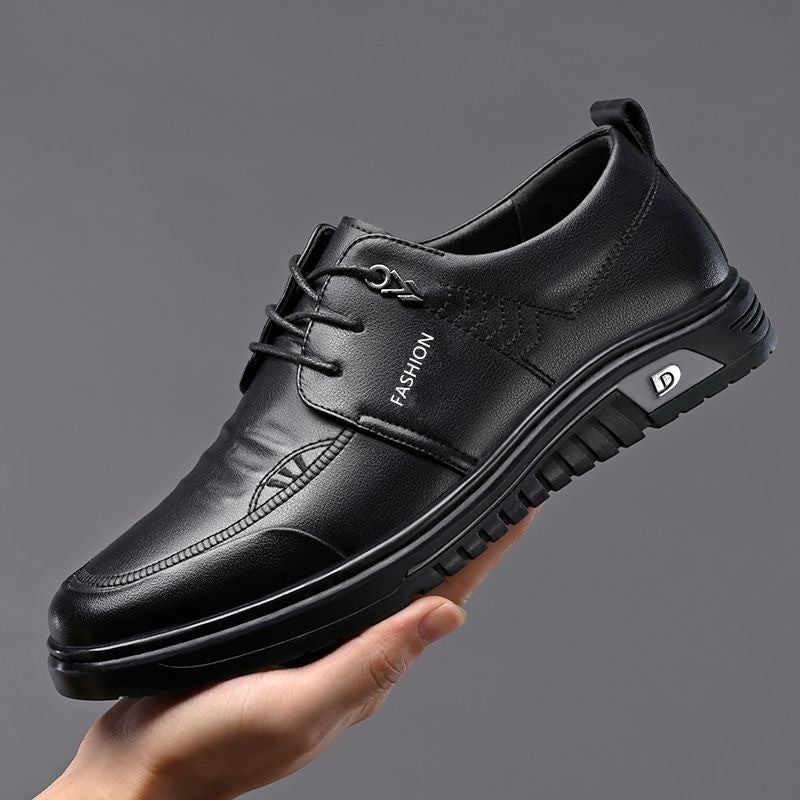 Herren Schnürschuhe Leder Elegant Rutschfest Schwarz