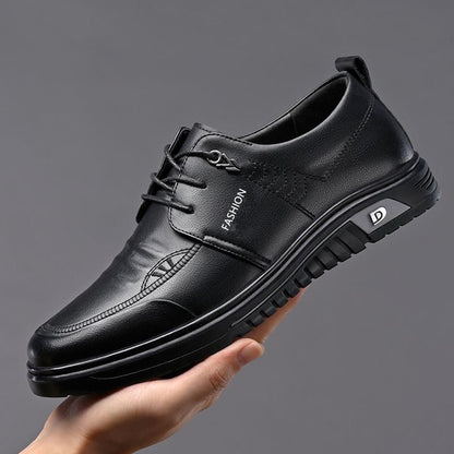 Herren Schnürschuhe Leder Elegant Rutschfest Schwarz
