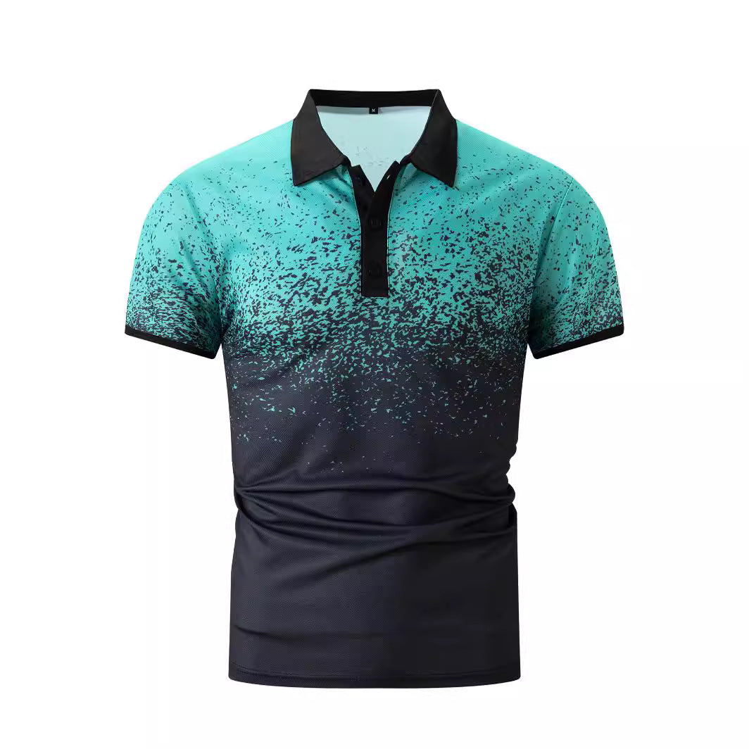 Herren Polohemd Modern Gradient Druck Sportlich