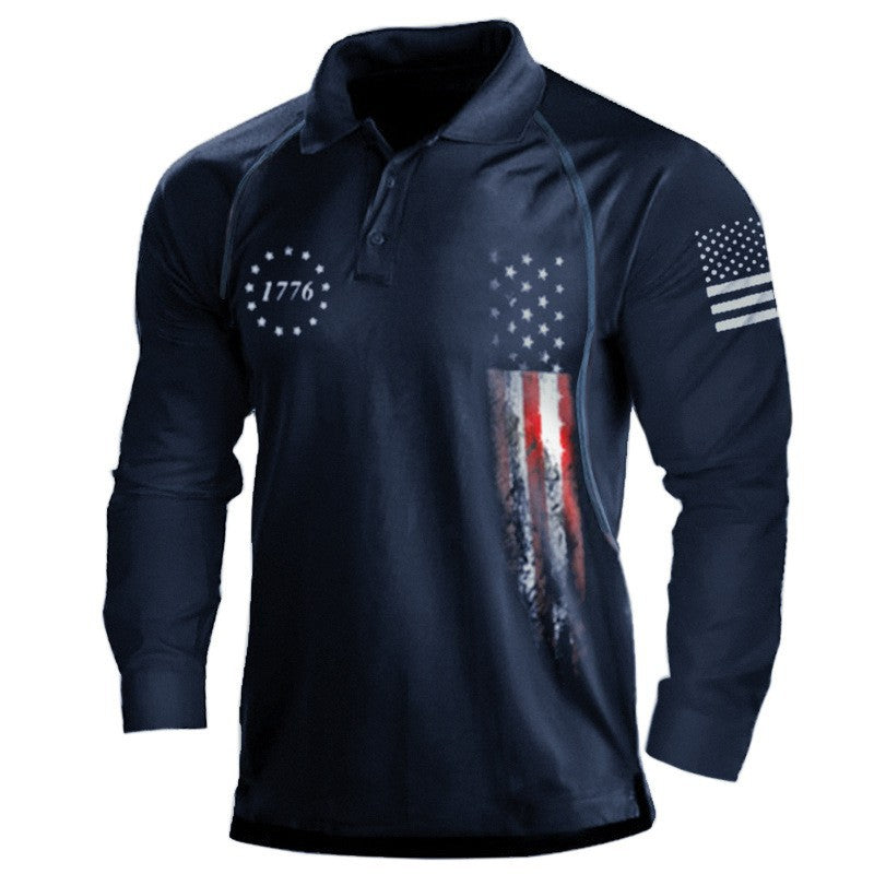 Herren Poloshirt Langarm Patriotisch Berlin Style