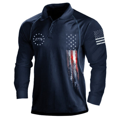Herren Poloshirt Langarm Patriotisch Berlin Style