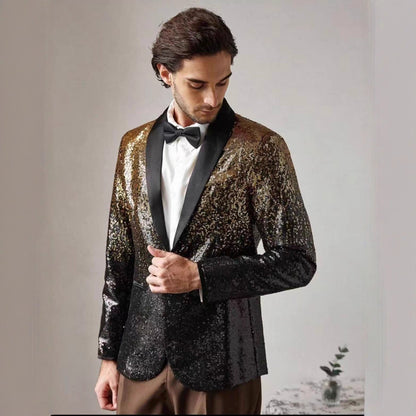Herren Blazer Glitter Paillettenjacke Elegant