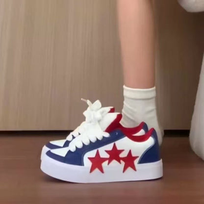 Damen Sneaker Sternen Applikation Comfort Sohle