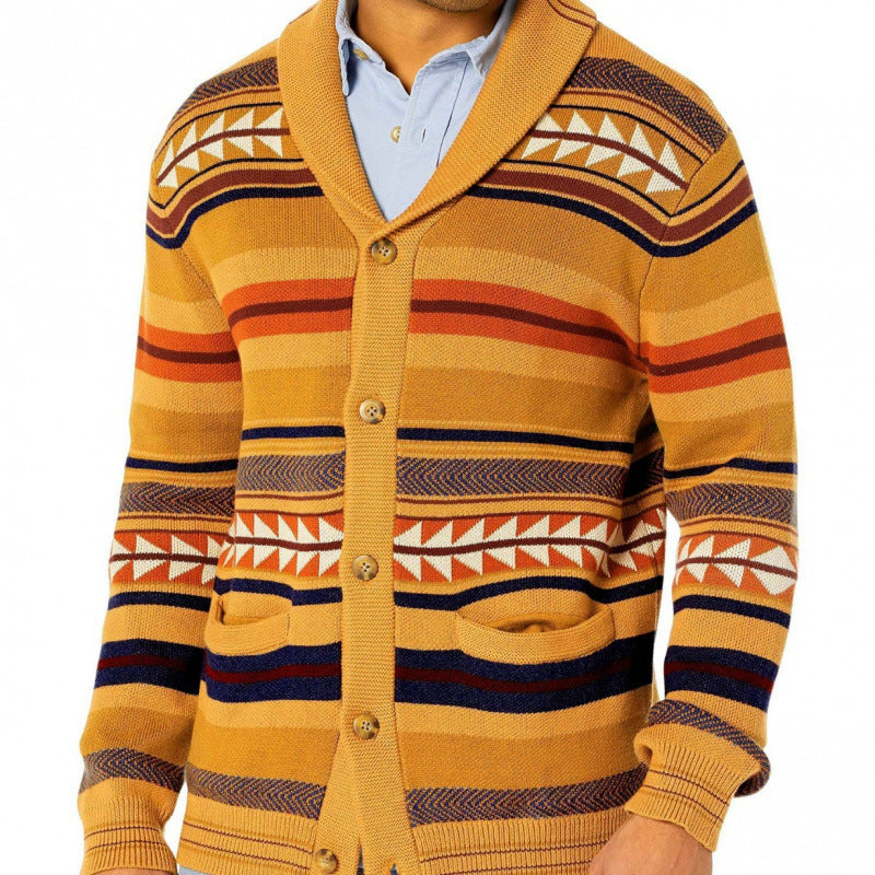 Herren Strickjacke Geometrisches Muster Praktisch - BerlinGlamour