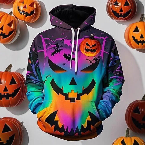 Herren Hoodie Halloween Motiv Gruselig Glitzernd
