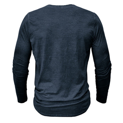 Herren Langarmshirt Modern Knopfleiste Eleganz