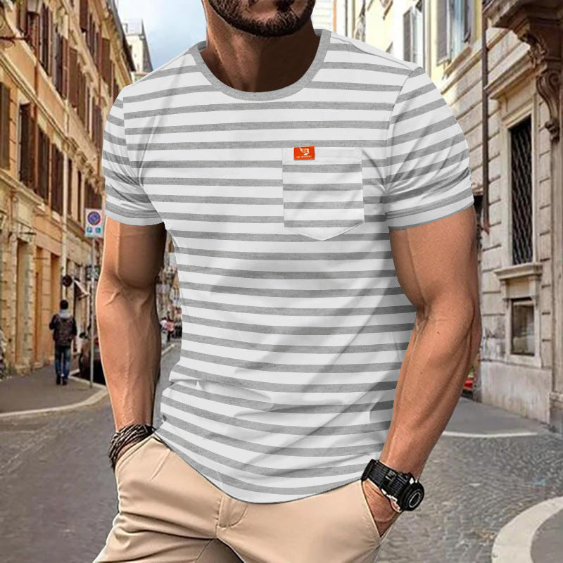 Herren T-Shirt mit Brusttasche Modern Gemustert