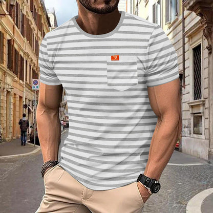 Herren T-Shirt mit Brusttasche Modern Gemustert