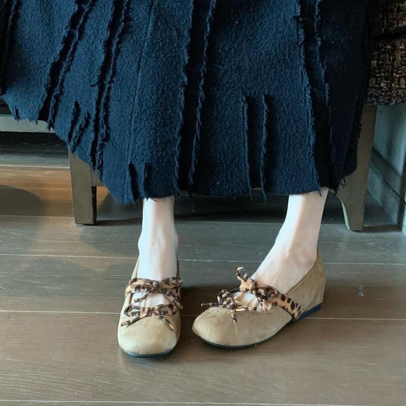 Damen Mokassins Bequem Tiermuster Schleife Fashion