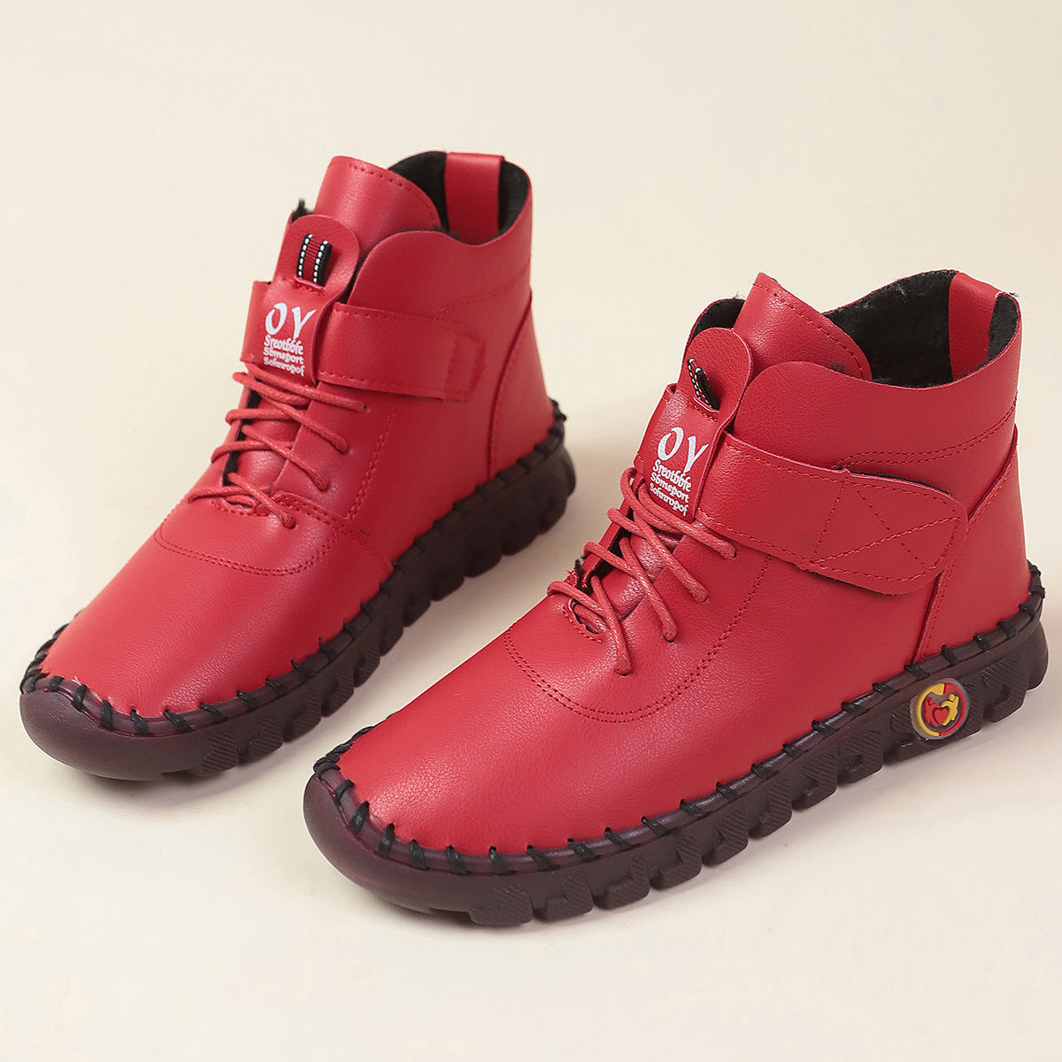 Damen Schnürstiefel Weiches Kunstleder Praktisch - BerlinGlamour
