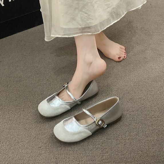 Damen Ballerinas Elegante Schnallen Schuhe Modern