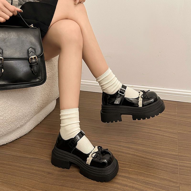 Damen Schuhe Mary Jane Plateau Modisch mit Schleife
