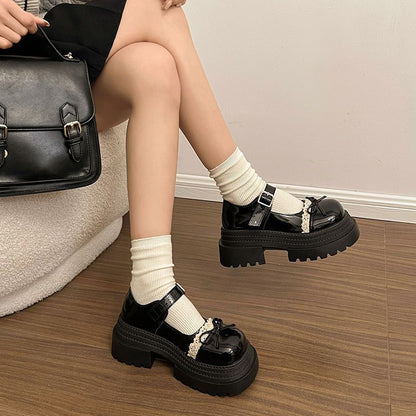 Damen Schuhe Mary Jane Plateau Modisch mit Schleife