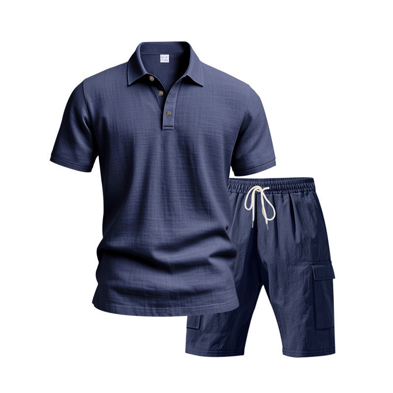 Herren Polohemd mit Cargo Shorts Bequem Sportlich