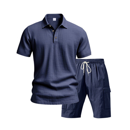 Herren Polohemd mit Cargo Shorts Bequem Sportlich