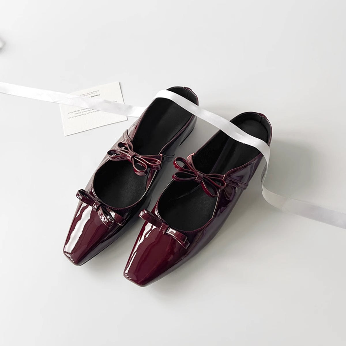 Damen Ballerinas Elegante Schleifchen Riemen Metallic