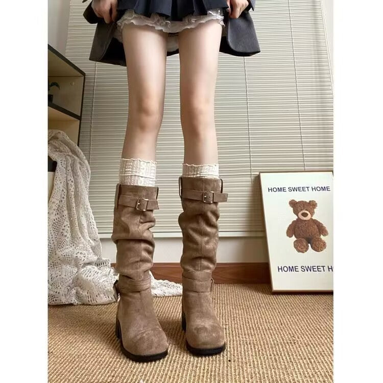 Damen Stiefel Hoch Modisch Rutschfest Schuhe