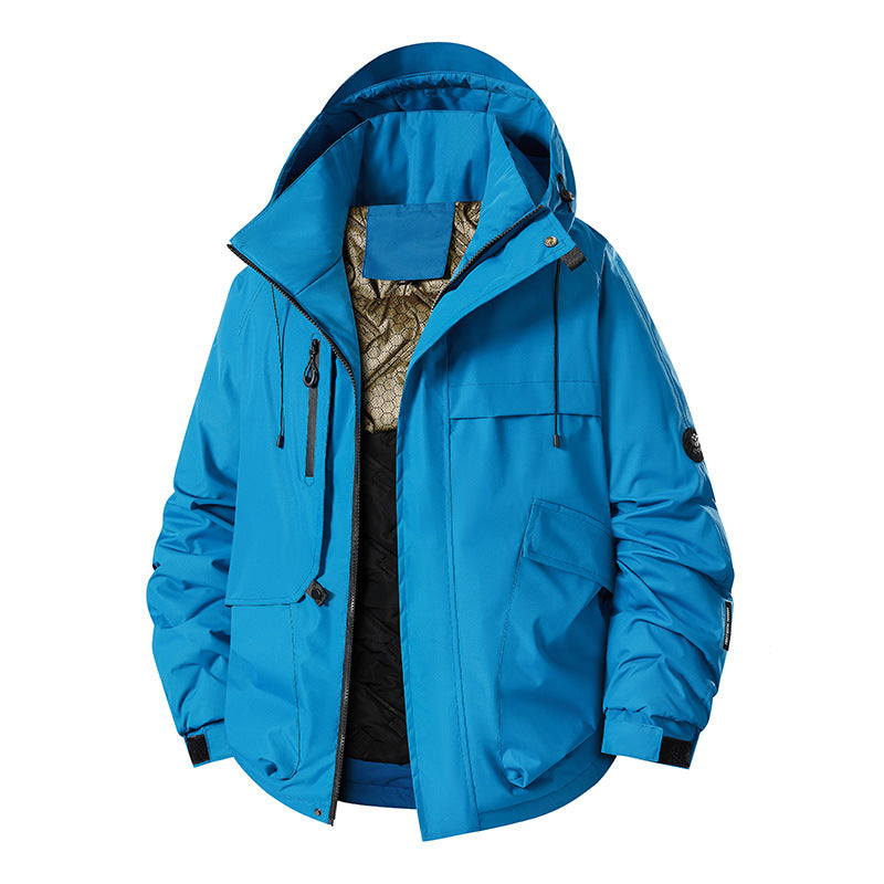 Herren Wetterjacke Multifunktionsjacke mit Fleece und verstellbarer Kapuze