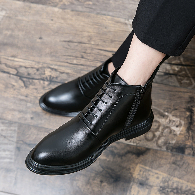 Damen Stiefel Elegant Leder Schnürschuhe Schwarz
