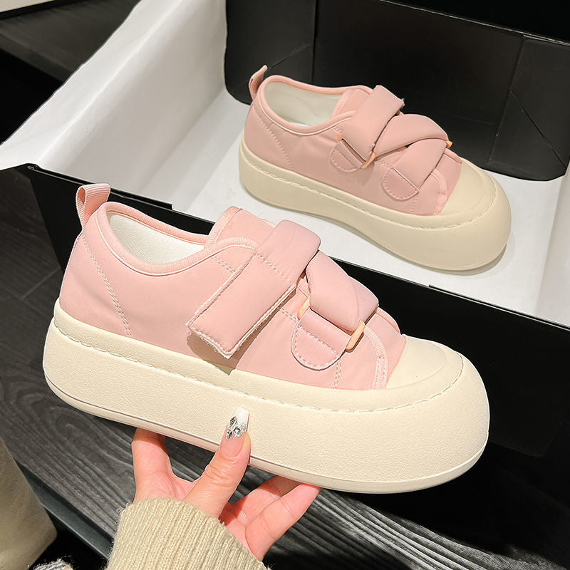Damen Sneaker High Heels Plateau Klettverschluss