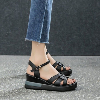 Damen Wedgesandalen Geflochtene Riemen Verstellbar Sommer