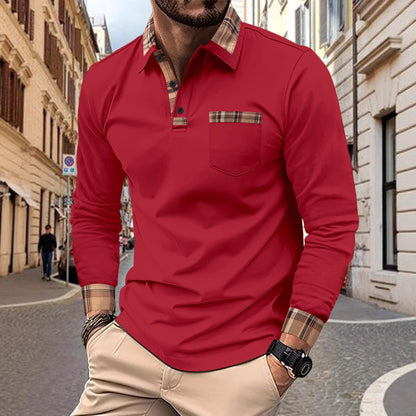 Herren Poloshirt Modern Kontrastkragen Trendy Style