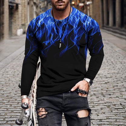 Herren Langarmshirt Flammenmuster Trendy Modern