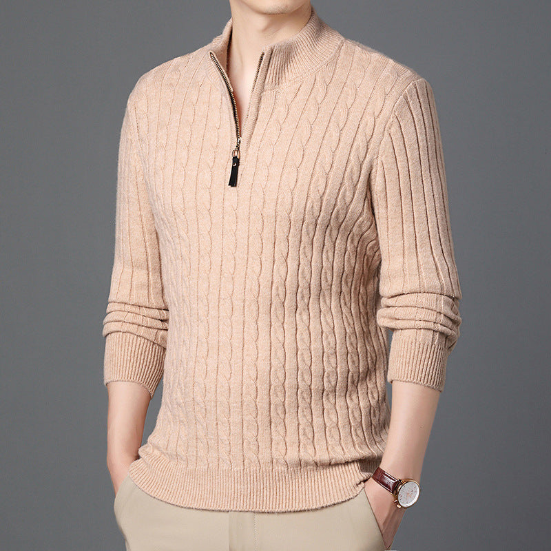 Strickpullover Herren Modern mit Reißverschluss und Struktur Details