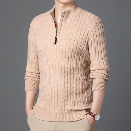 Strickpullover Herren Modern mit Reißverschluss und Struktur Details