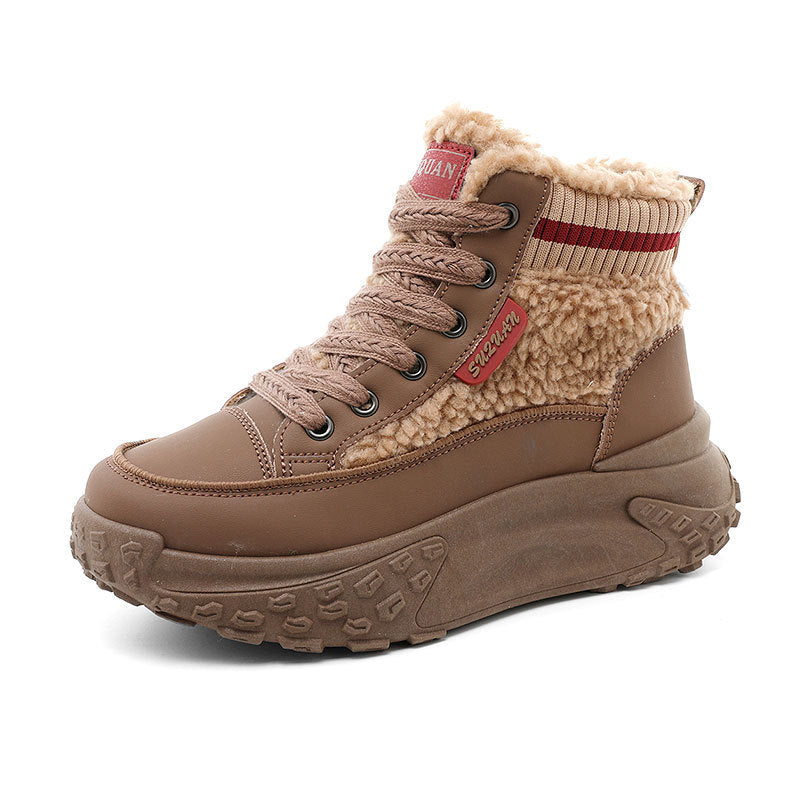 Damen Sneaker High-Top Weich Fleece Rutschfest