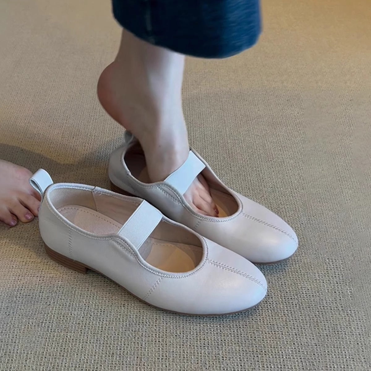 Ballerinas Damen Schuhe Elastisch Leder Bequem - BerlinGlamour
