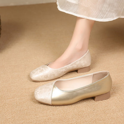 Damen Ballerinas Elegant Metallic Floral Design