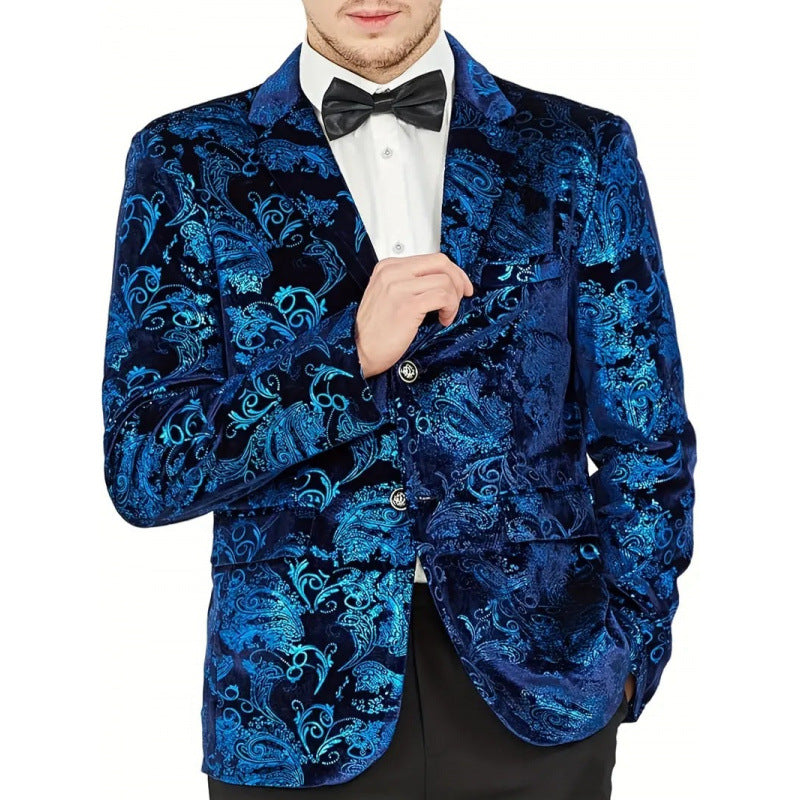 Herren Blazer Samt mit Floralmuster Elegant