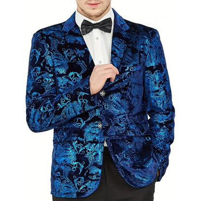 Herren Blazer Samt mit Floralmuster Elegant