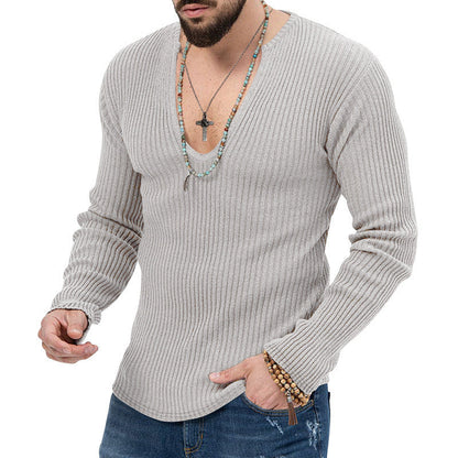 Herren Pullover Langarm V-Ausschnitt Moderner Schnitt