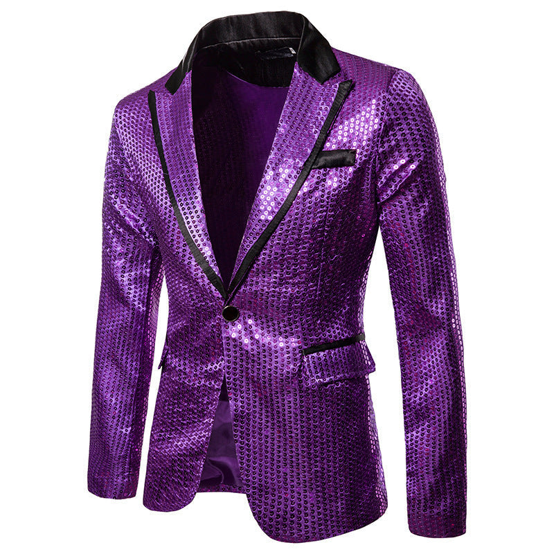 Glänzendes Pailletten Sakko Herren Abendjacke Elegant