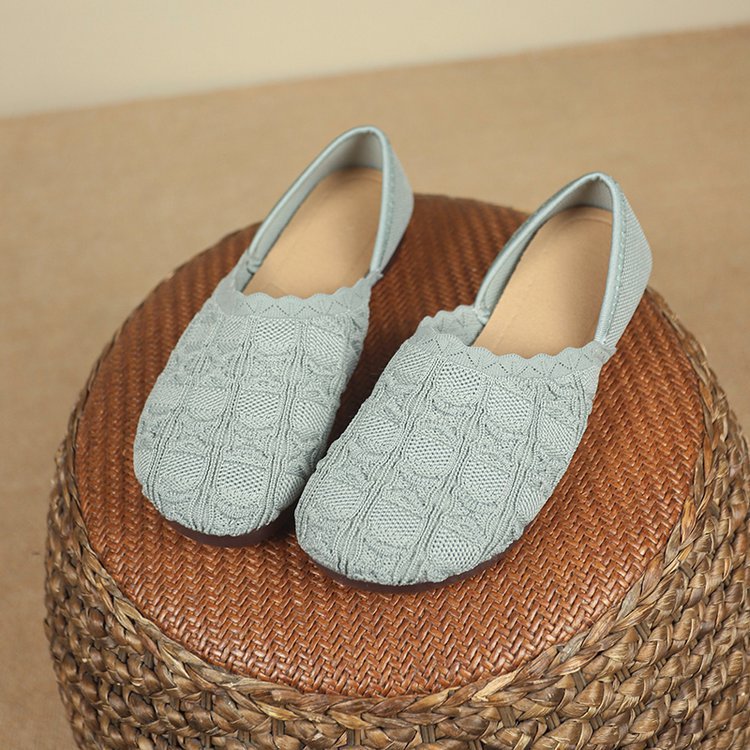Damen Ballerinas Bequem Strickdesign Modisch