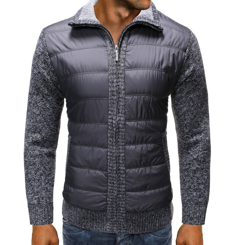 Herren Strickjacke Modern Gesteppt Schwarzwarm - BerlinGlamour