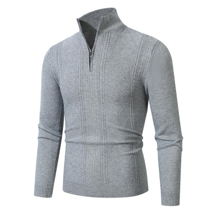 Herren Strickpullover Modern mit Zopfmuster Reißverschluss