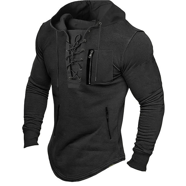Herren Kapuzenpullover Sportlich Schnürverschluss Modern