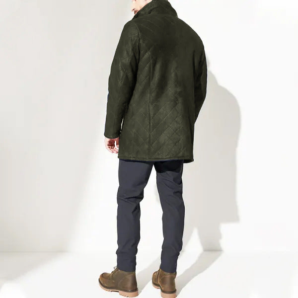 Herren Langmantel Teddyfell Kragen Warm Winter
