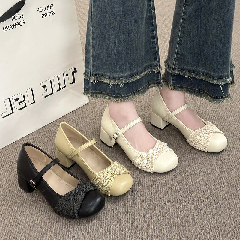 Damen Ballerinas Elegant Riemen Strickdetails Schuhe