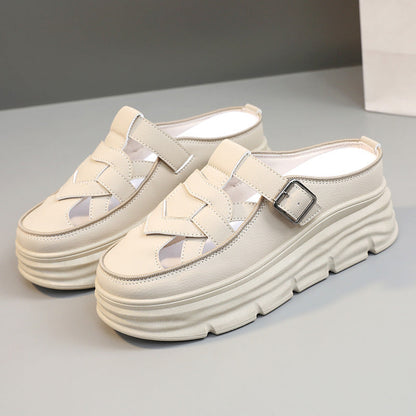 Damen Mules Plateauschuhe Schnallen Design atmungsaktiv