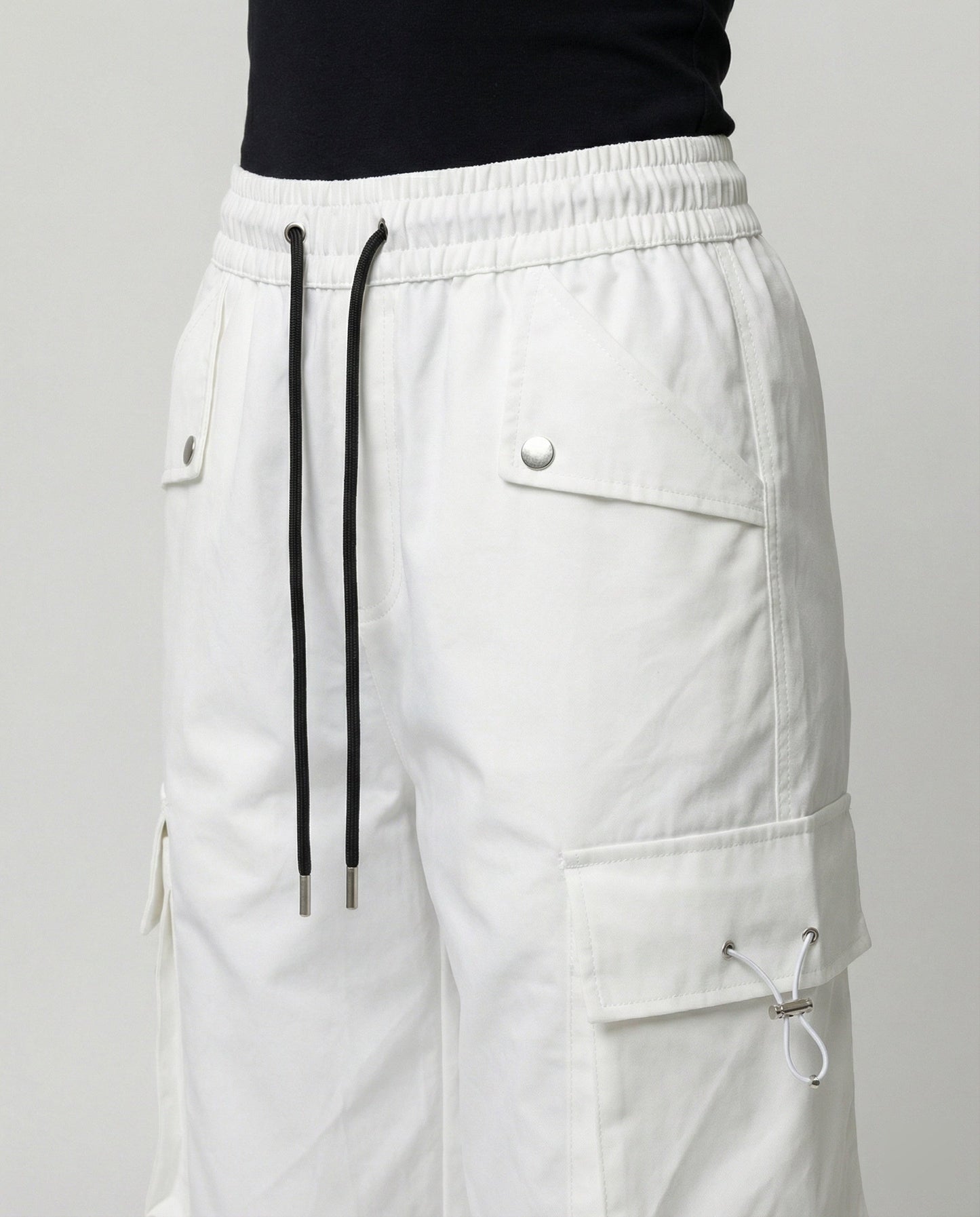 Damen Cargo-Hose Weite Bein Elastic Bund Große Taschen