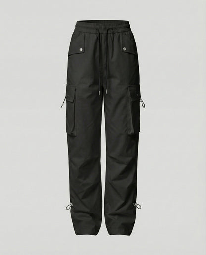Damen Cargo-Hose Weite Bein Elastic Bund Große Taschen