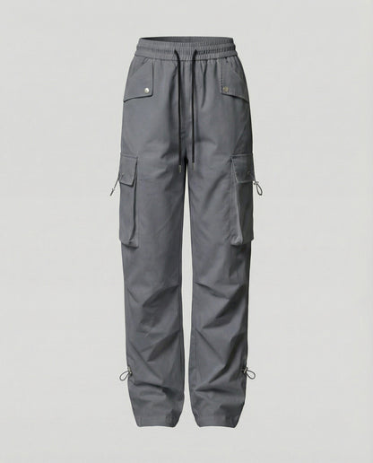 Damen Cargo-Hose Weite Bein Elastic Bund Große Taschen