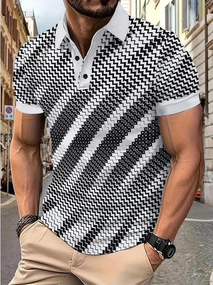 Herren Poloshirt Modern Geometrisch Design Berlin Style