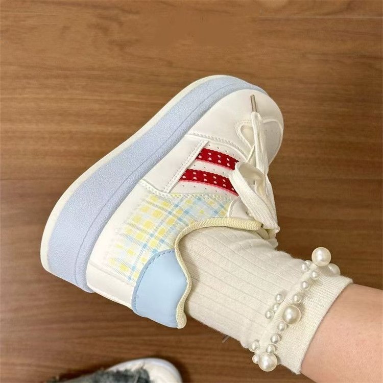 Damen Sneaker Karo-Design Komfortsohle Schwarz