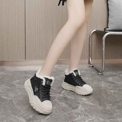 Damen Winter Sneaker High-Top Flauschig Rutschfest