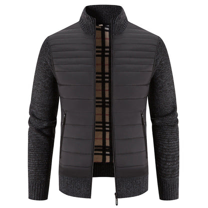 Herren Hybridjacke Gesteppt Strickärmel Modern